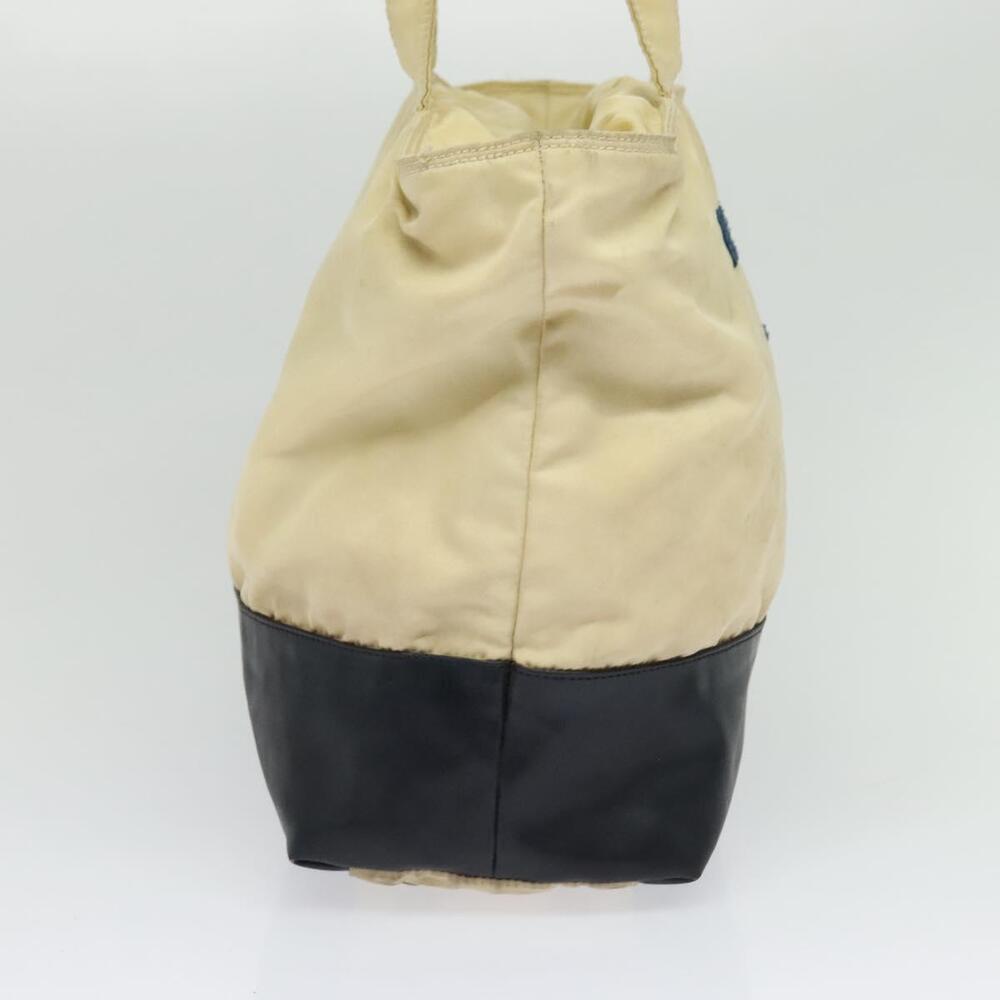 PRADA Tote Bag Nylon Leather Beige Silver Auth bs27840 - Picture 3 of 16